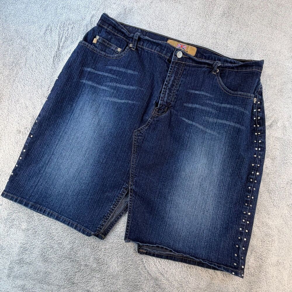 London Blue Skirt Women’s 2XL 35" Denim Dark Wash Studded Stretch